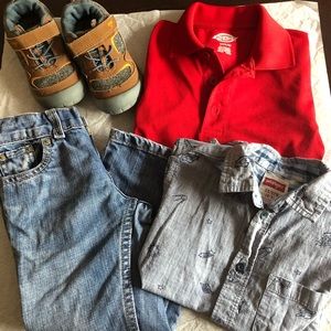 Boy’s outfit - Levi jeans, Oshkosh shoes, shirts